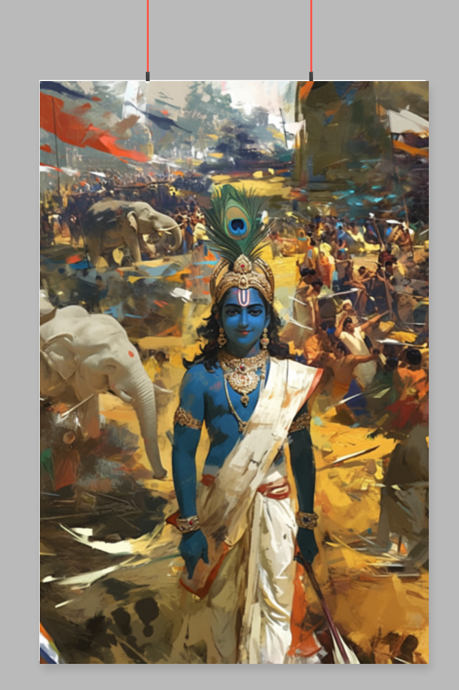 Sri Krishna Standing in Kurukshetra War Poster | Mahabharata Divine Wall Art