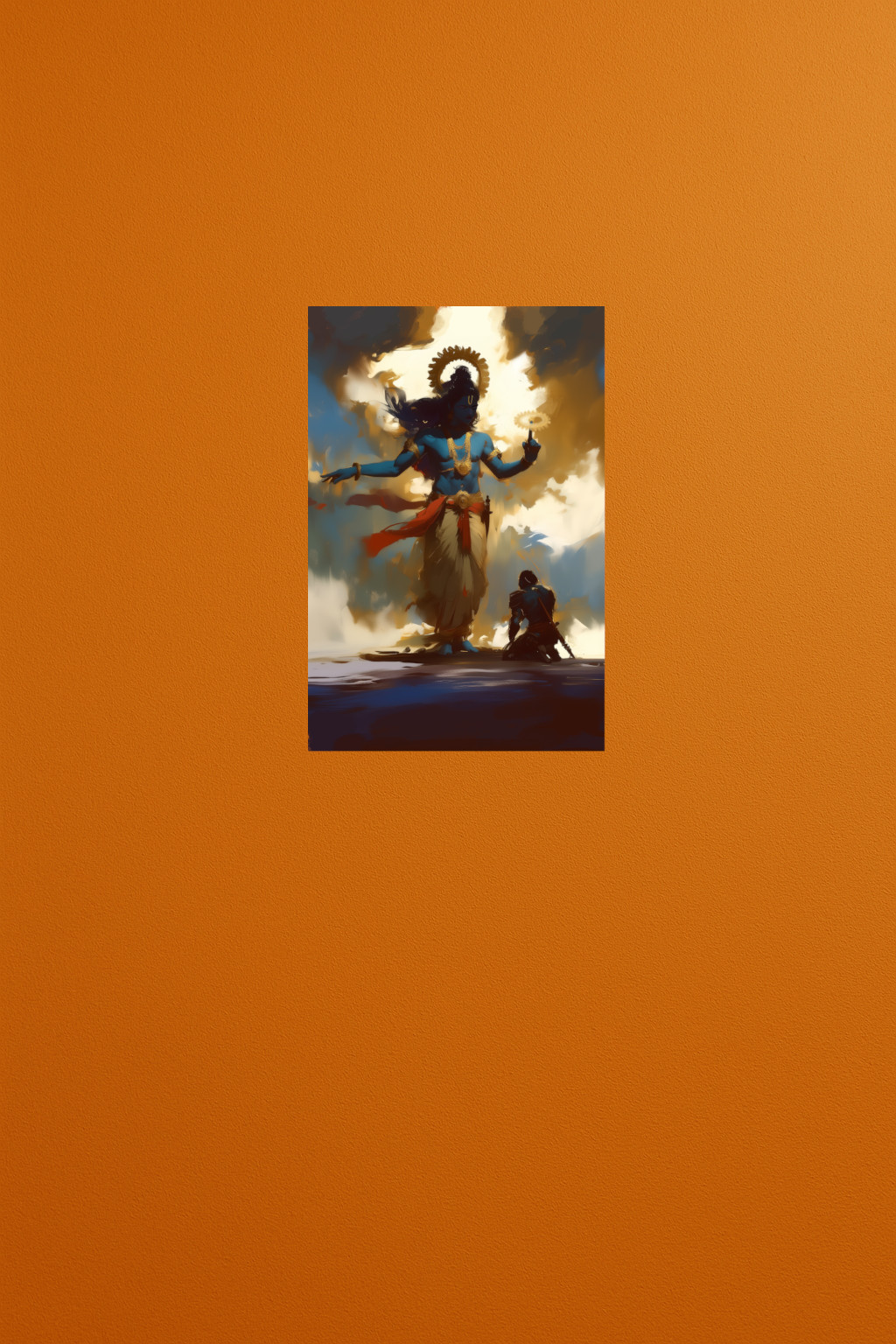 Krishna with Sudarshana Chakra and Arjuna Bowing Wall Decor Poster – Perfect Gift for Krishna Devotees