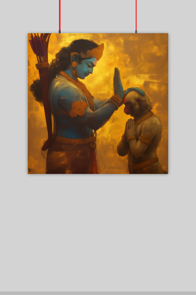 Sri Ram Blessing Hanuman Poster | Divine Wall Art for Home & Pooja Room