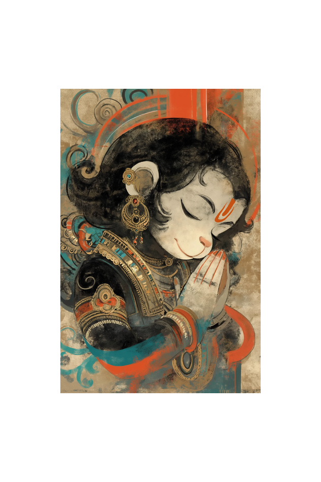 12x18 Inch Photo frame Poster: Divine Digital Art of Lord Hanuman