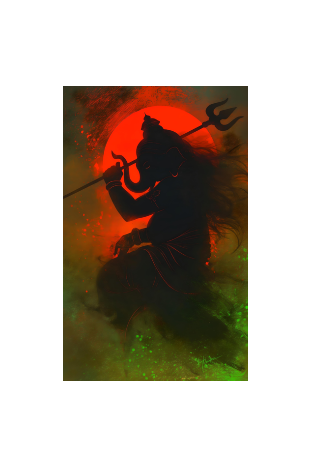Abstract Art of Lord Ganesha Resembling Shiva Photo Frame | Perfect Gift Framed Poster Photo Frame | 300 GSM Glossy Finish