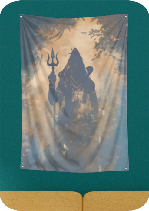 Divine Shiva Silhouette Tapestry – The Perfect Gift for Devotees of Lord Shiva"