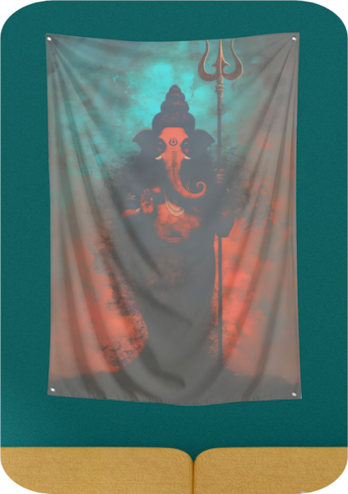 Standing Ganesha with Trishul Tapestry (35 x 45 Inches) – Soft, Lightweight & Perfect Gift for Ganesha Devotees