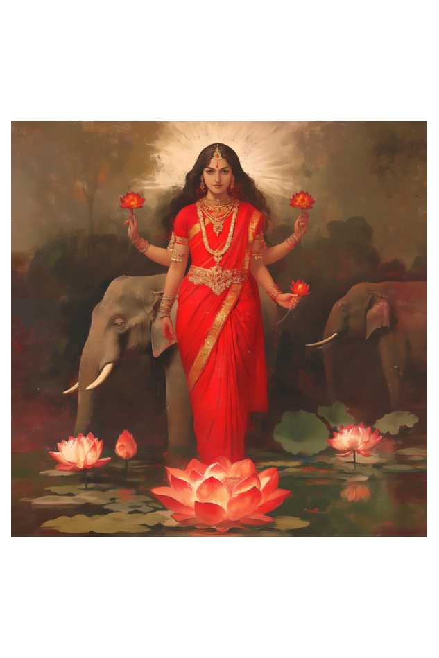 Premium 14x14 Inch Lakshmi Devi Art Poster – 300 GSM Art Board | Perfect Gift for Devotees | Fade-Proof Wall Art