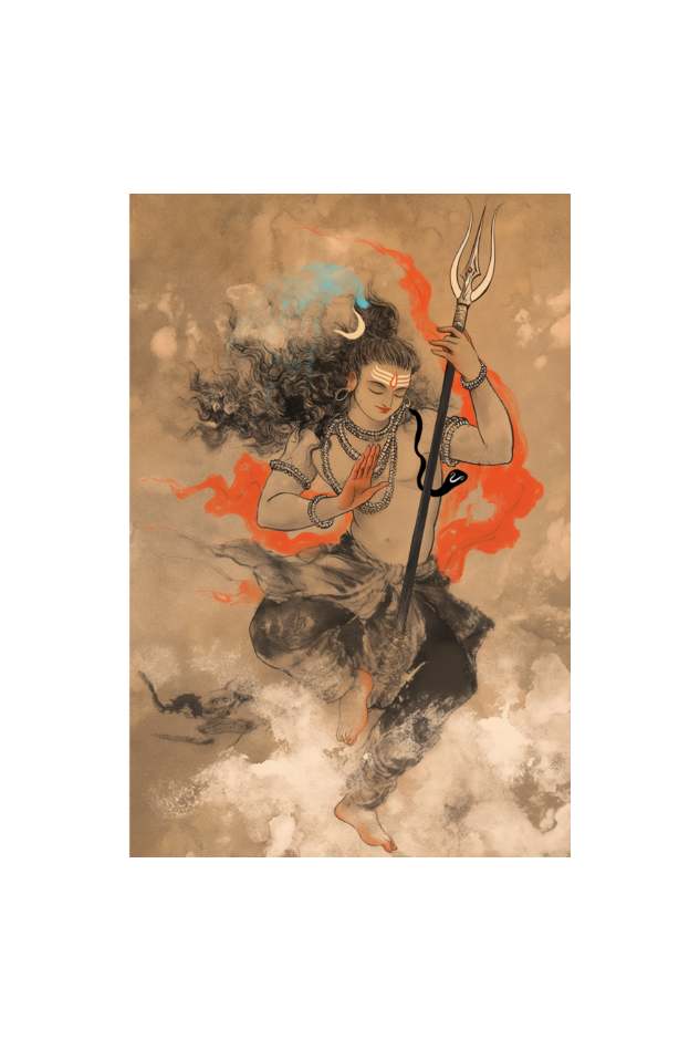 Shiv Tandav Digital Art | Divine Dance of Lord Shiva | Perfect Gift for Shiva Devotees | 16x24 Inch 300 GSM Glossy Finish Frame SEO Description: