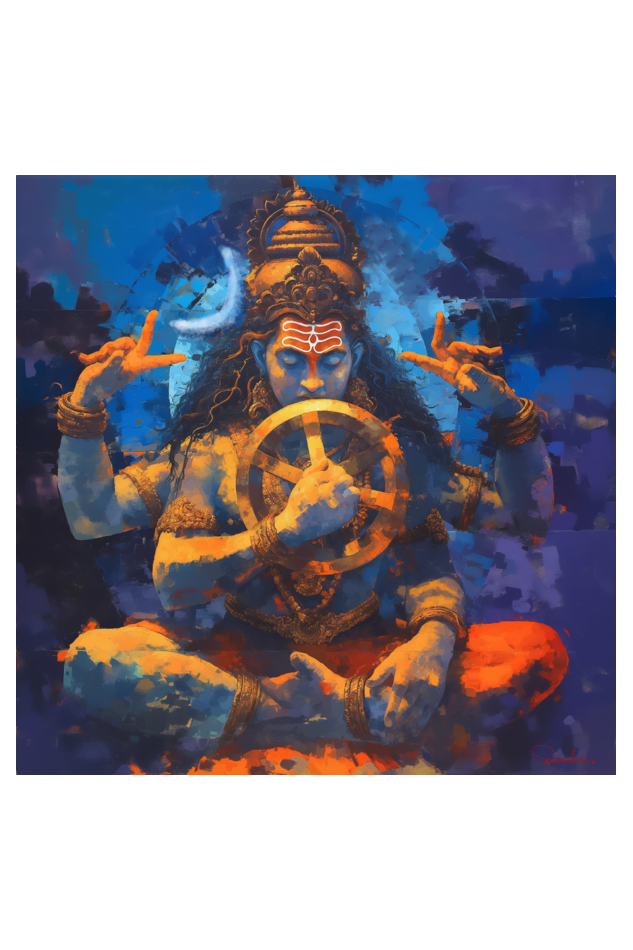 Abstract Lord Shiva Meditative Pose Photo Frame | Shiva Holding Disc | Spiritual Artwork for Home Decor | Perfect Gift for Shiva Devotees