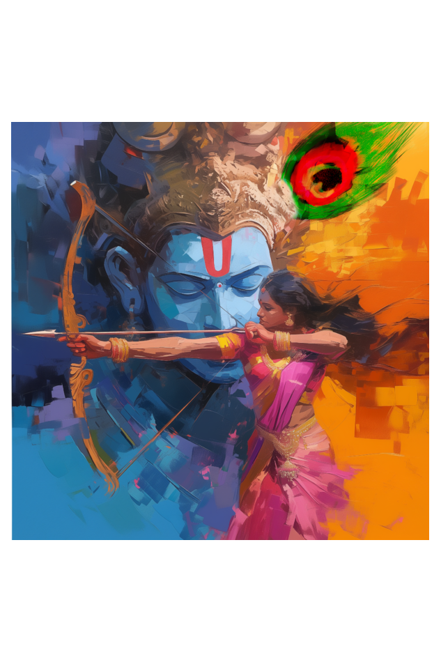 Lord Krishna with Satyabhama Photo Frame | Divine Couple Art | Perfect Gift for Krishna Devotees