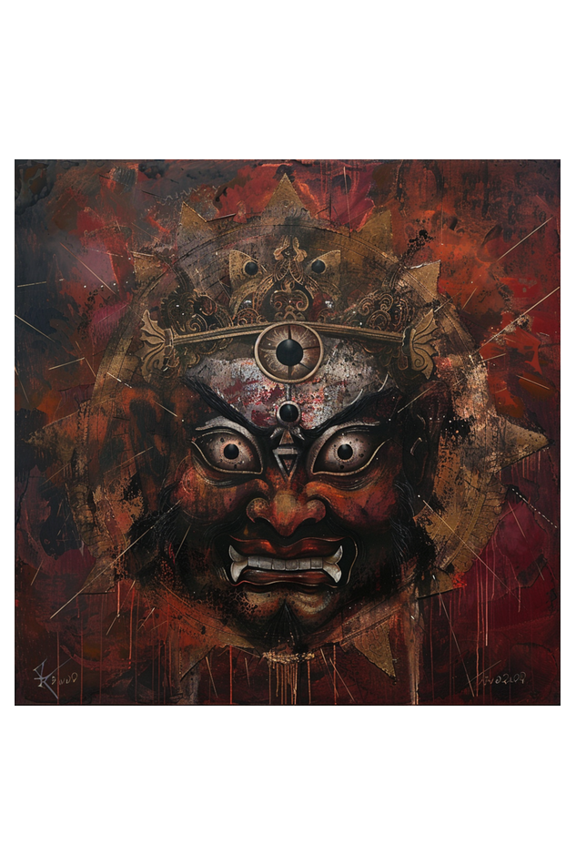 Lord Kala Bhairava Photo Frame | 14x14 Inch | Divine Protection and Strength