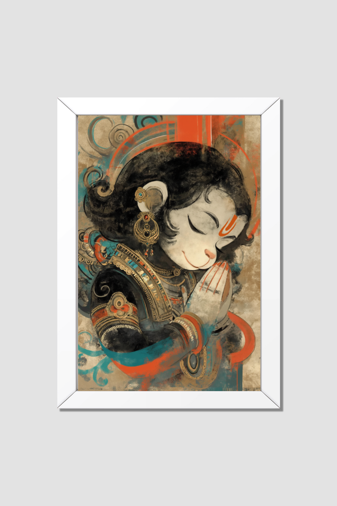 12x18 Inch Photo frame Poster: Divine Digital Art of Lord Hanuman