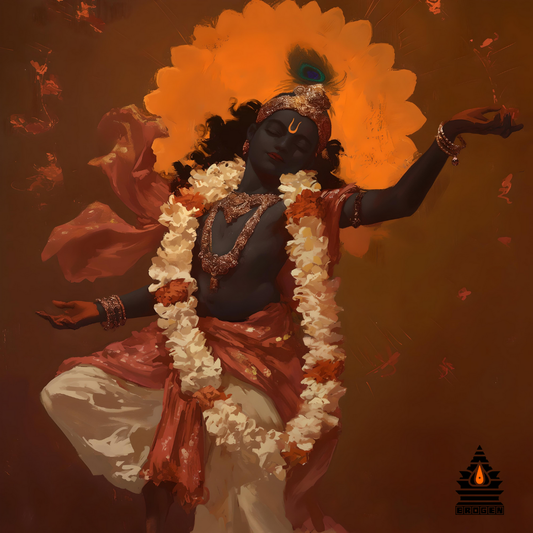 Lord Krishna Dancing Digital Art | High-Resolution PNG | Divine Hindu Artwork Download