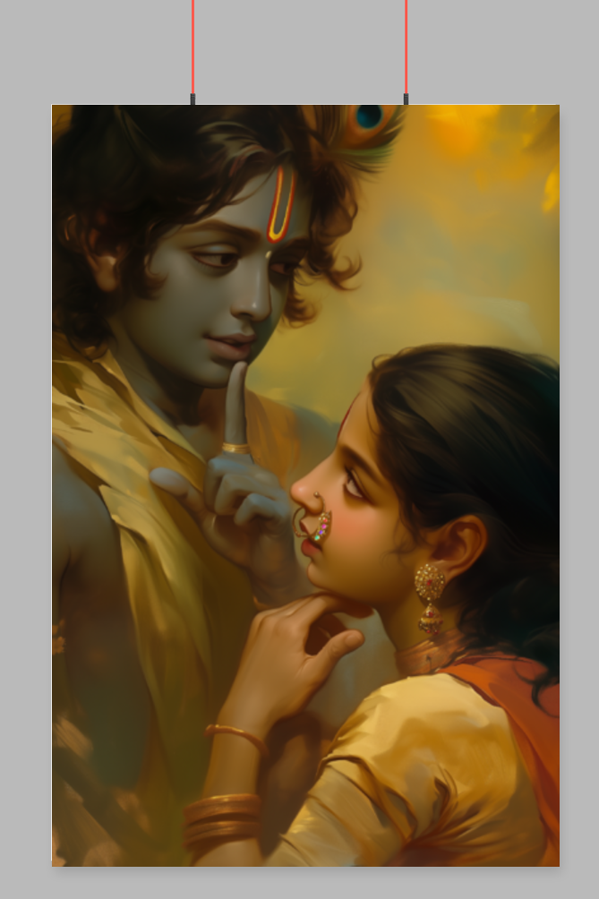 Radha Krishna Poster – Hindu God Vastu Poster for Love & Devotion | Divine Wall Art for Home, Bedroom & Pooja Room