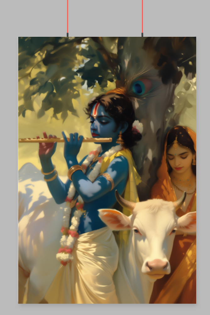 Radha Krishna Hindu God Poster | Spiritual Vastu Wall Art for Home & Pooja Room Decor