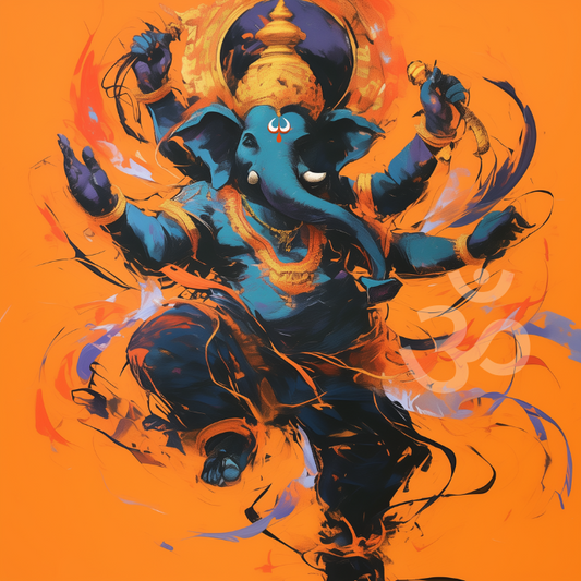 Download Abstract Digital Art of Dancing Lord Ganesha – High-Resolution PNG