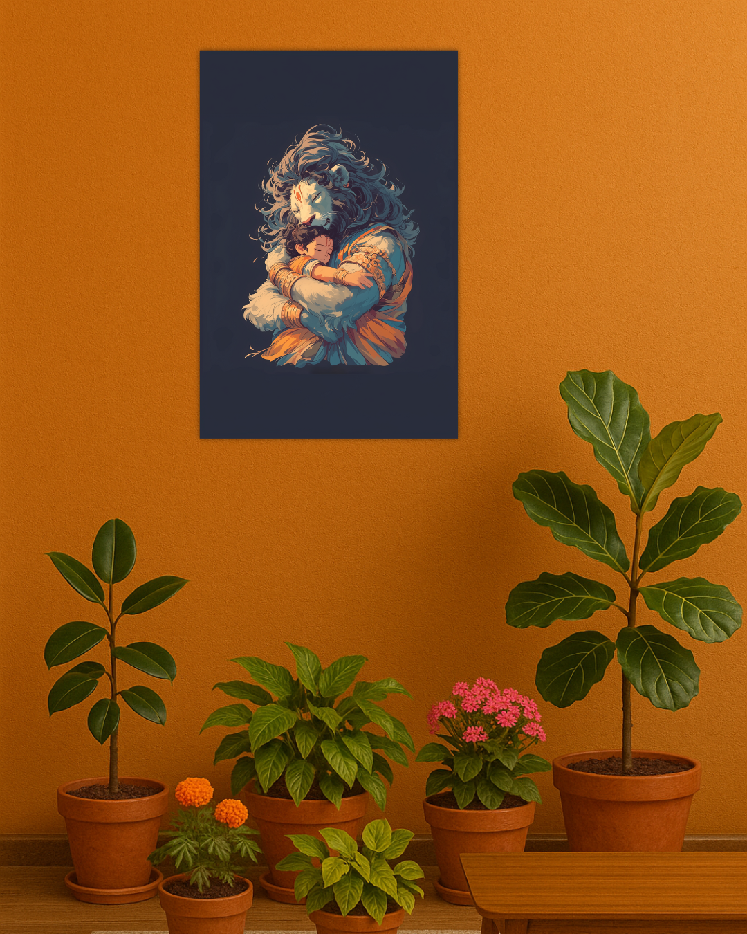 Narasimha Swamy Hugging Prahlada Wall Decor Poster – Perfect Gift for Devotees