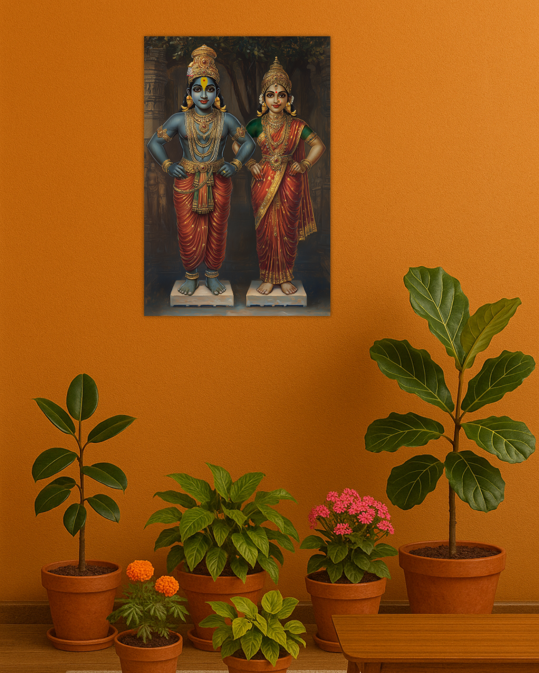 Panduranga Vitthala Rukmini Devi Poster | Spiritual Wall Art for Devotional Decor | Vastu Divine poster