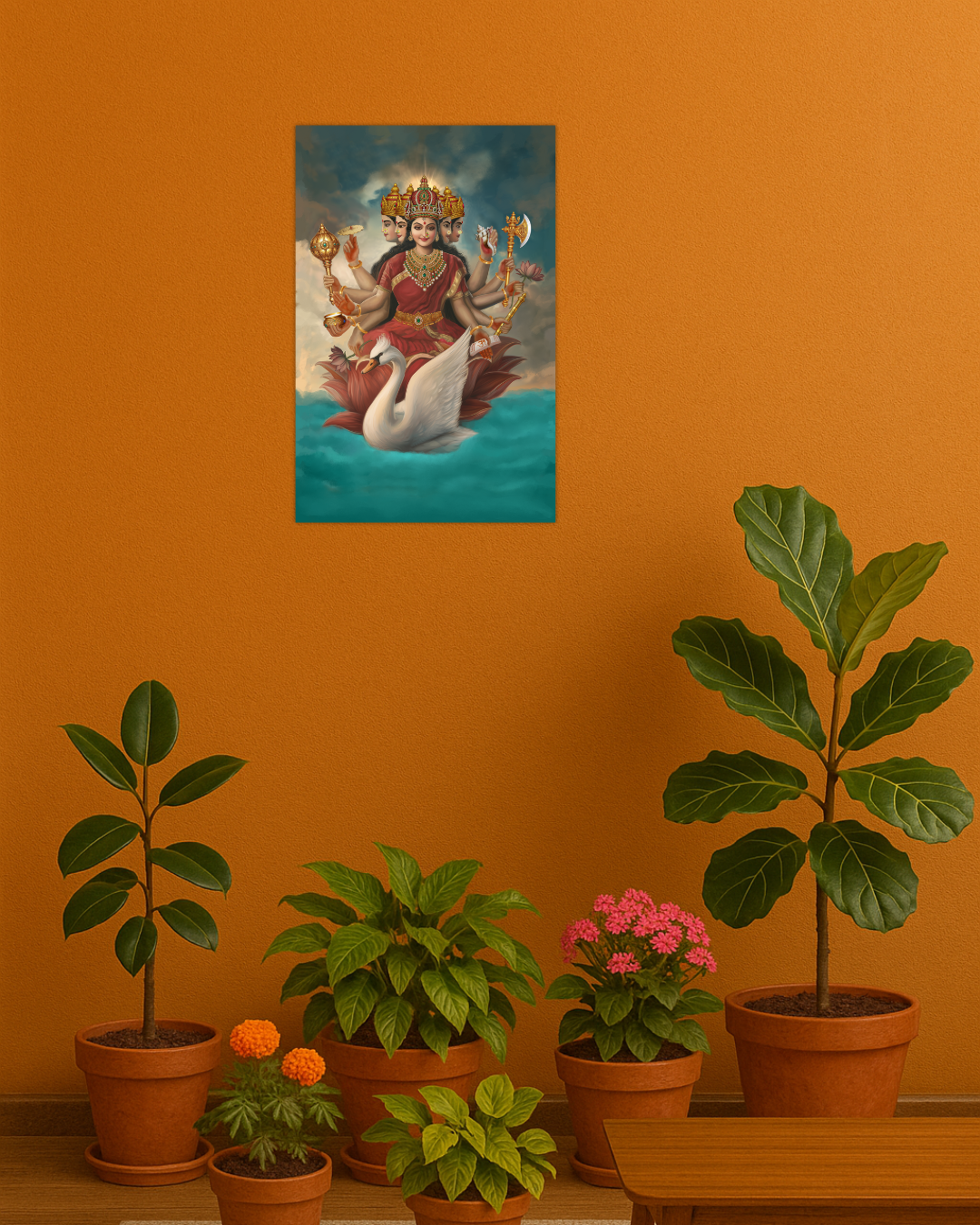 Gayatri Devi Poster – 300 GSM Spiritual Wall Art for Wisdom and Prosperity | Vastu Positive Decor