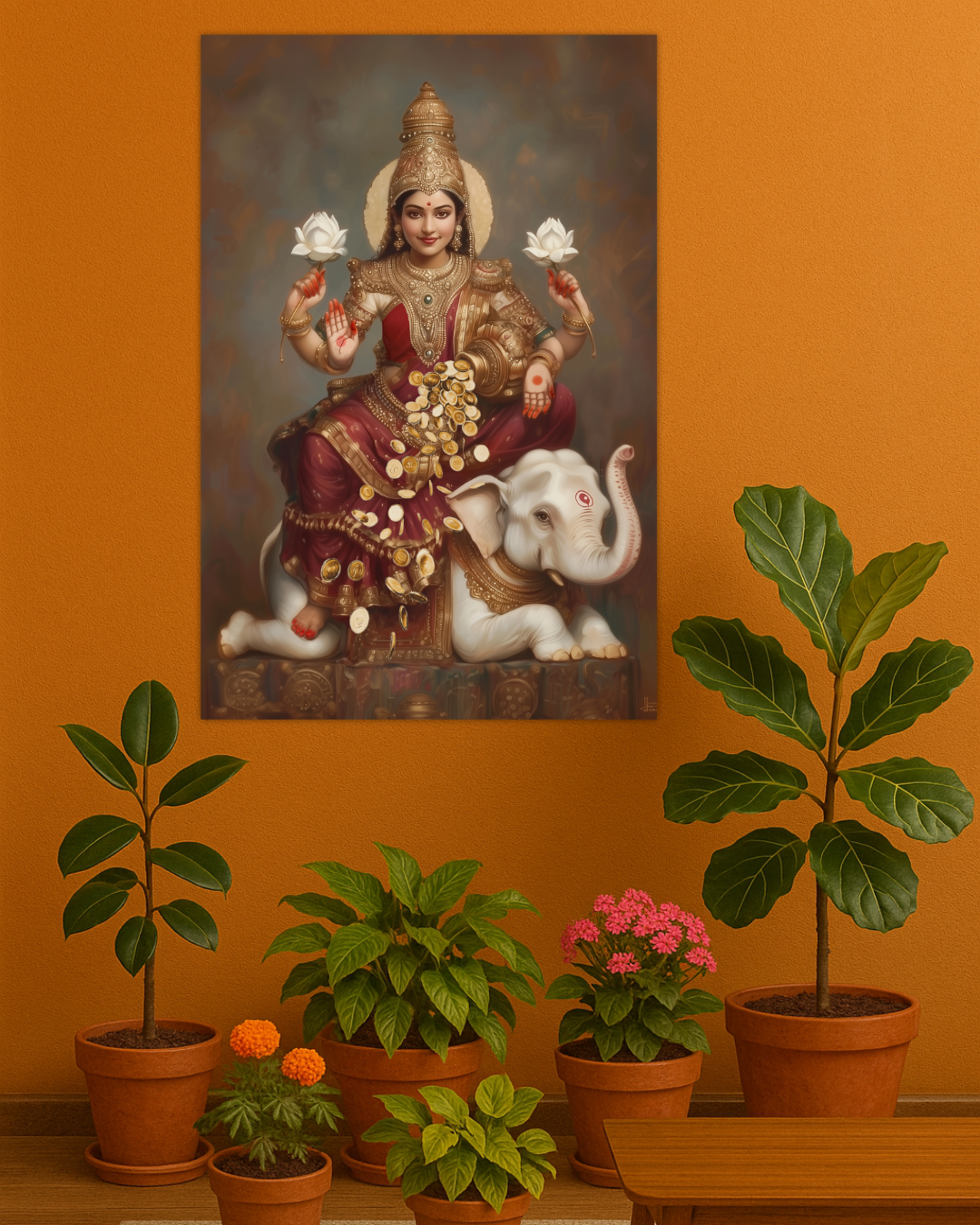 Lakshmi Devi Poster | Lakshmi Devi Blessing Wall Art | Vastu Wealth & Prosperity Decor