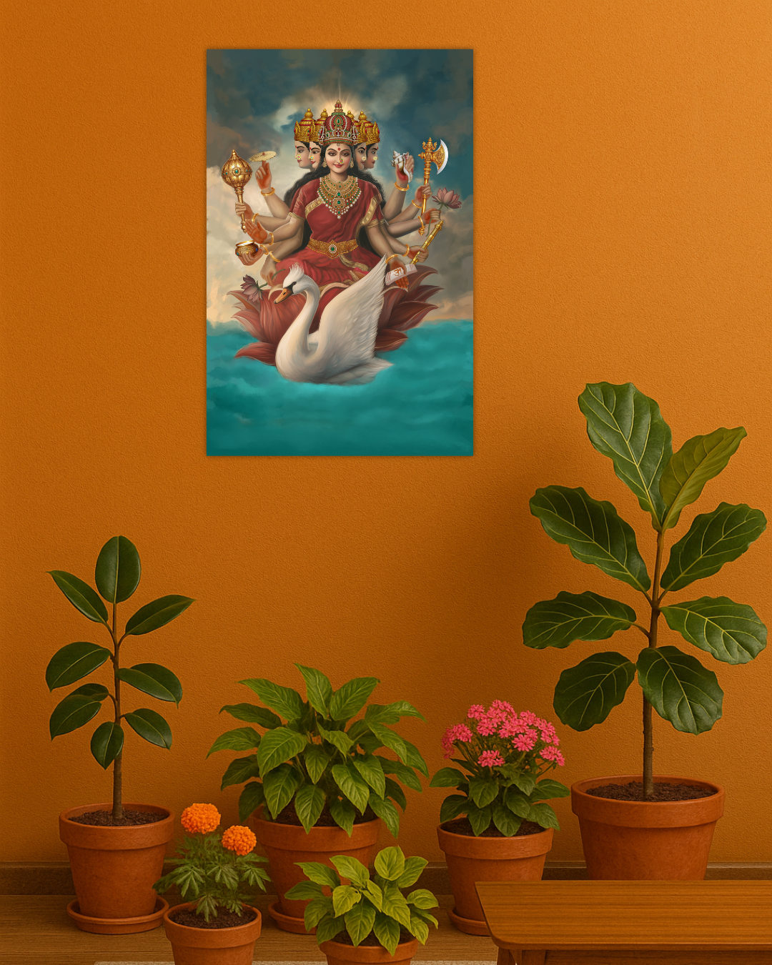 Gayatri Devi Poster – 300 GSM Spiritual Wall Art for Wisdom and Prosperity | Vastu Positive Decor