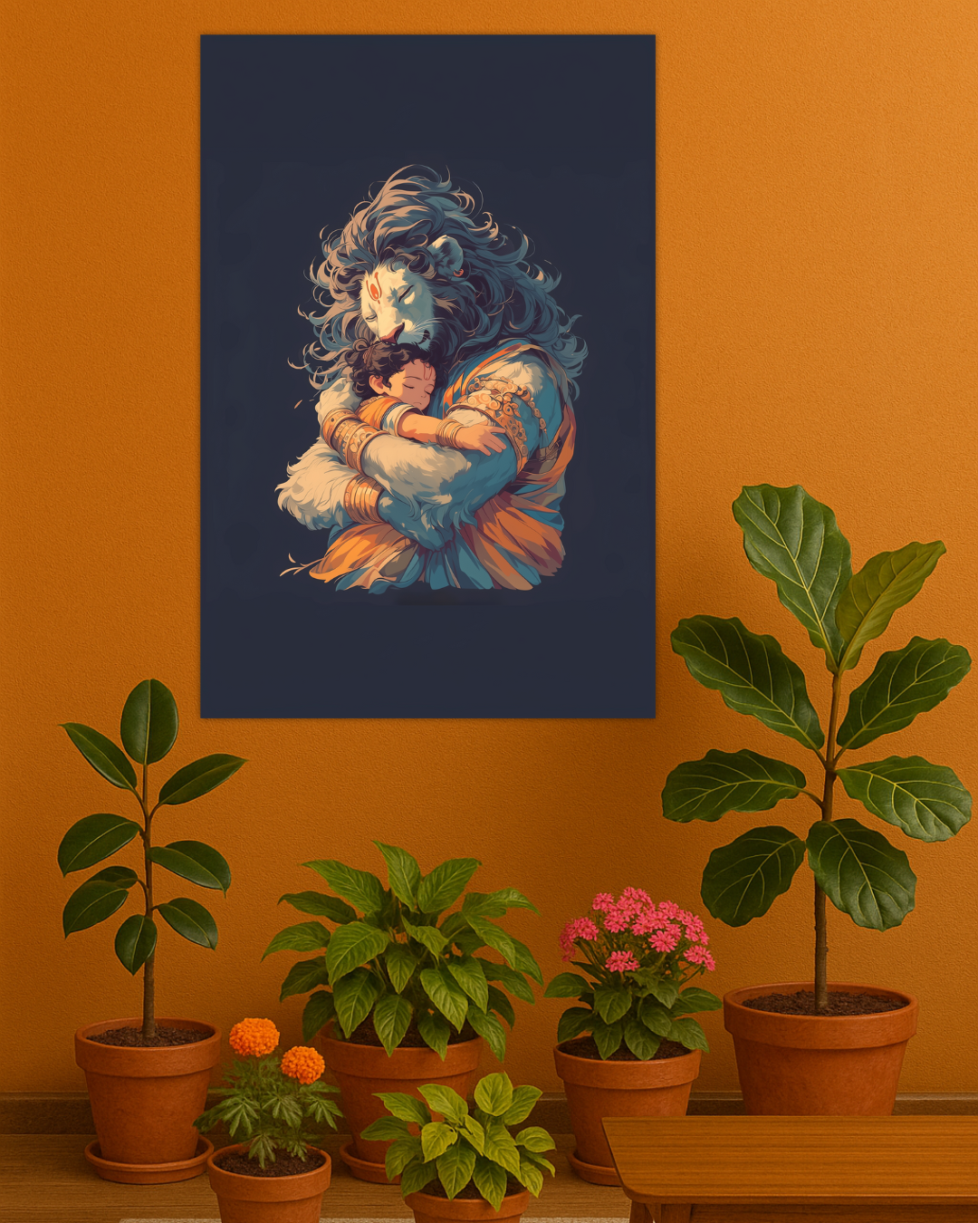 Narasimha Swamy Hugging Prahlada Wall Decor Poster – Perfect Gift for Devotees