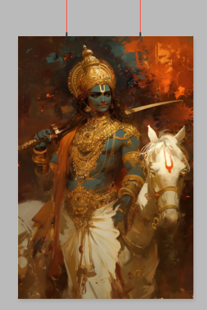 Kalki Avatar Poster – Hindu God Wall Art for Home & Pooja Room | Spiritual and Vastu Decorative Poster