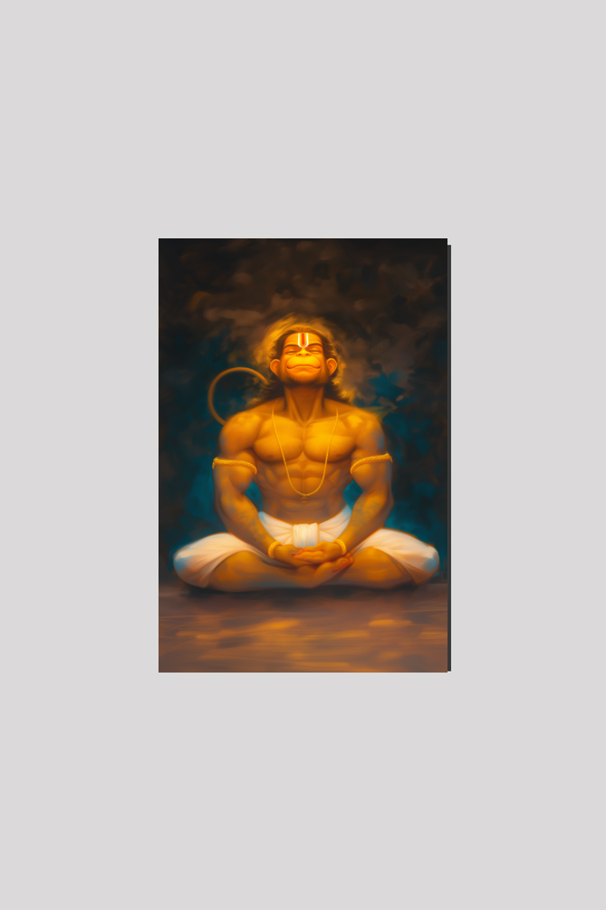 Hanuman Meditation Canvas Wall Art – Divine Spiritual Decor for Home, Pooja Room & Meditation Space