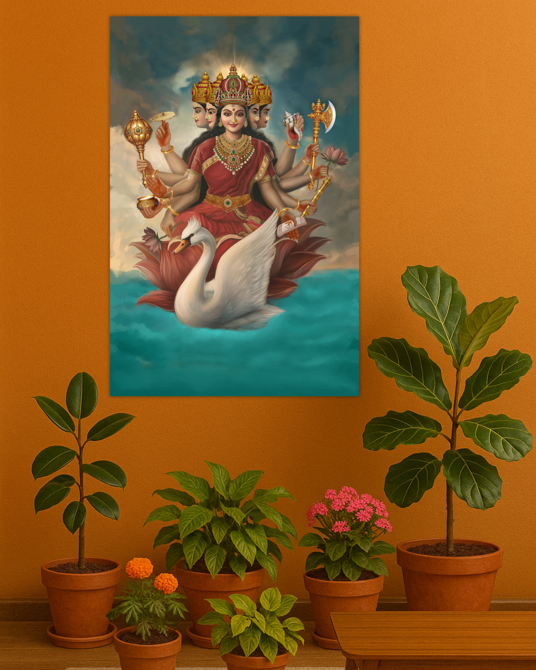 Gayatri Devi Poster – 300 GSM Spiritual Wall Art for Wisdom and Prosperity | Vastu Positive Decor
