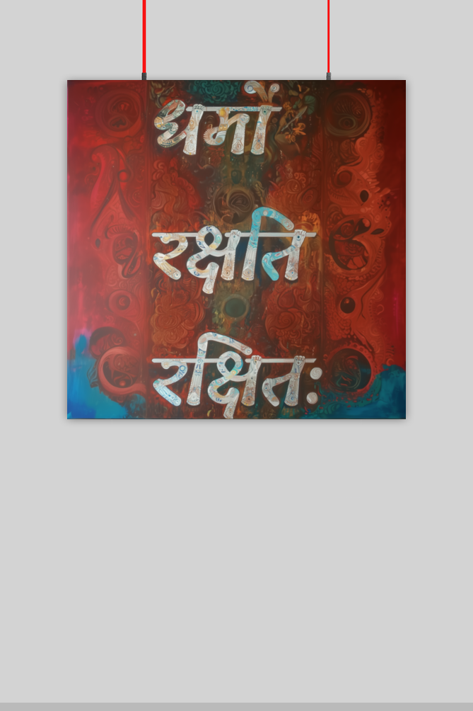 Dharmo Rakshati Rakshitah Sanskrit Poster | Sacred Dharma Quote Wall Art