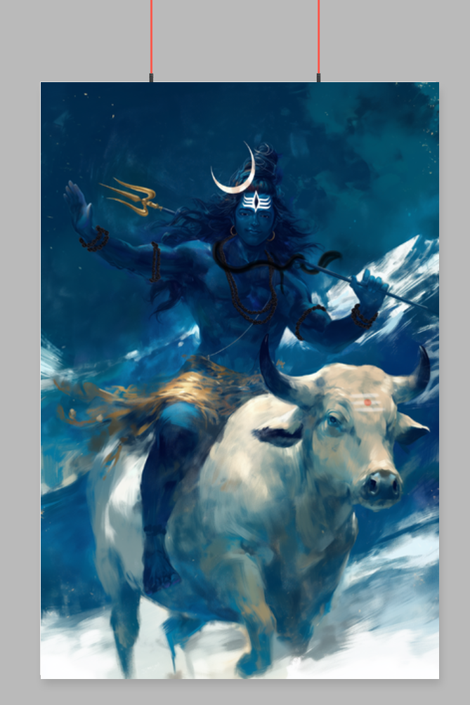 Shiva on Nandi Poster | Lord Shiva Riding Nandi Wall Art for Home & Pooja Room
