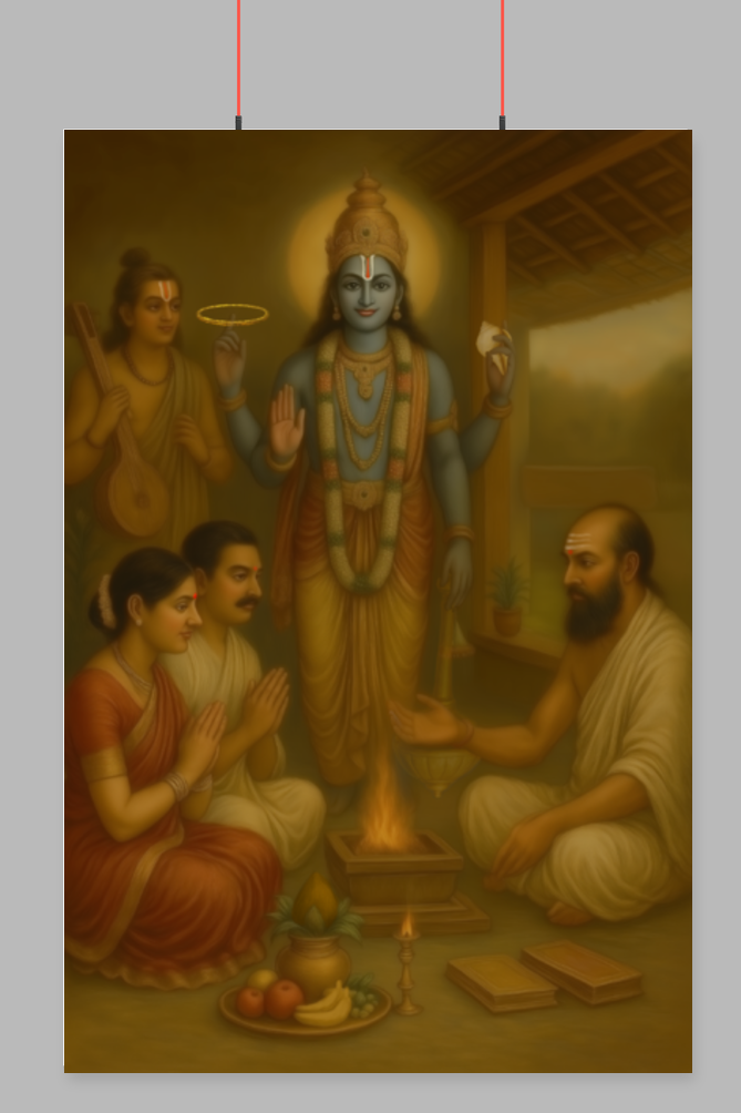 Satyanarayan Swamy Poster | Divine Vrat Pooja Wall Art | Vastu Spiritual Decor for Home & Temple
