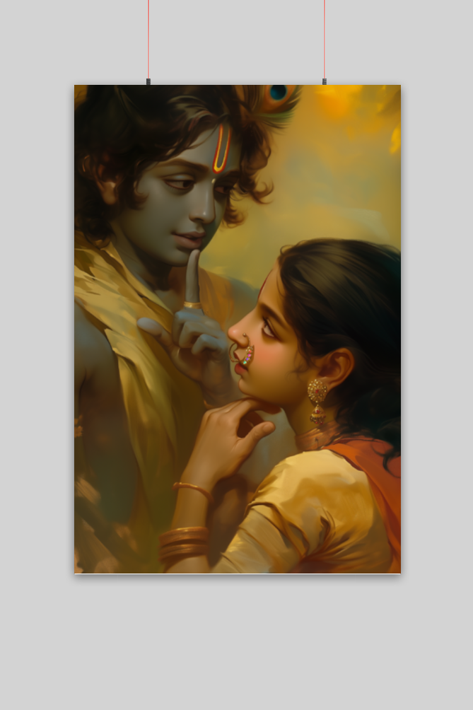 Radha Krishna Poster – Hindu God Vastu Poster for Love & Devotion | Divine Wall Art for Home, Bedroom & Pooja Room