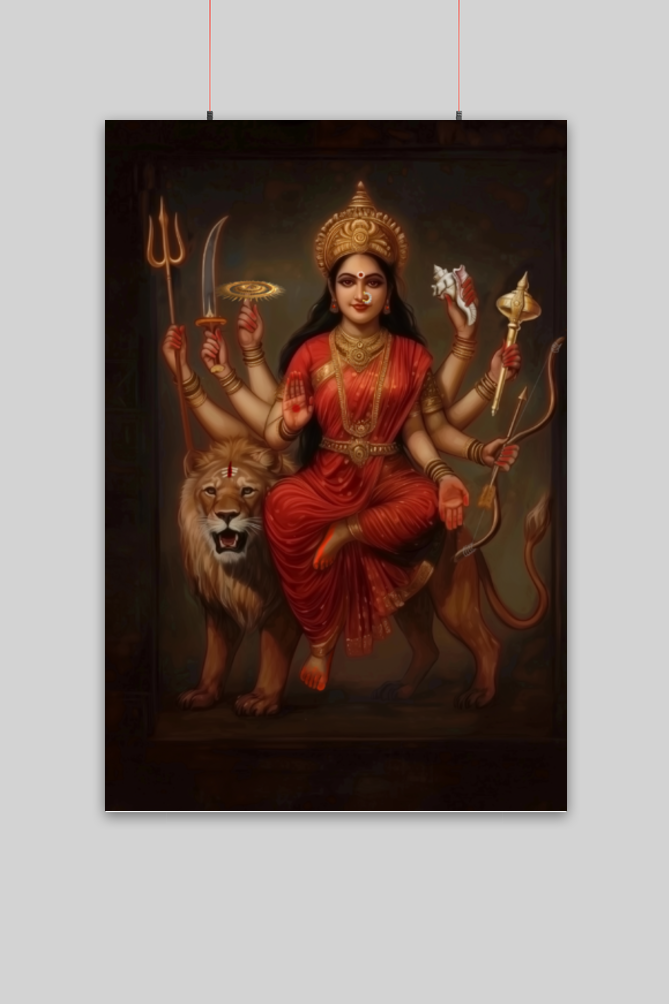Durga Maa Poster | Divine Strength and Protection Wall Art | Vastu-Perfect for Pooja Room & Home Decor