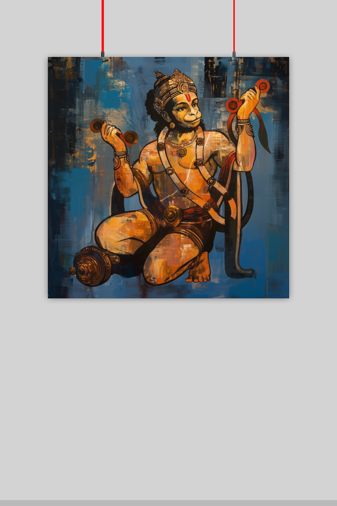 Lord Hanuman Doing Bhajan Poster | Spiritual Wall Art for Home & Pooja Room