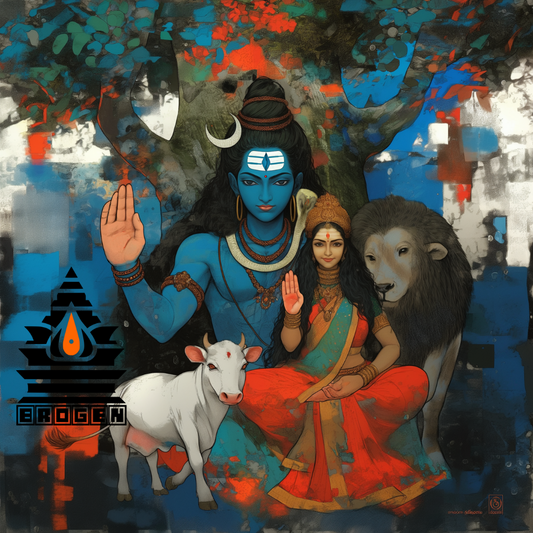 Shiv Parvati Digital Art | High-Resolution Hindu Divine Couple Artwork Download