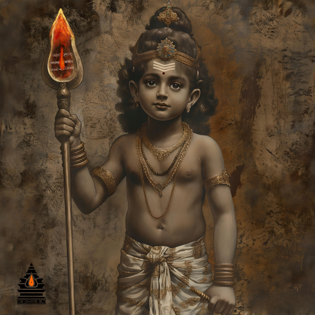 Digital Art of Lord Muruga - Spiritual Devotion in High-Resolution PNG Download