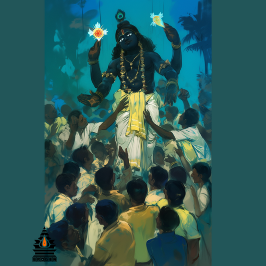 Lord Krishna with Sudarshana Chakra and Shankha | High-Resolution PNG | Spiritual Hindu Artwork Download