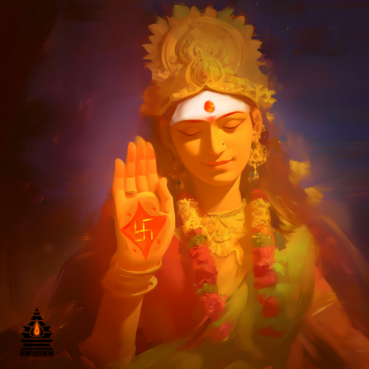 Devi Giving Ashirvada (Blessing) | High-Resolution PNG | Spiritual Hindu Artwork Download