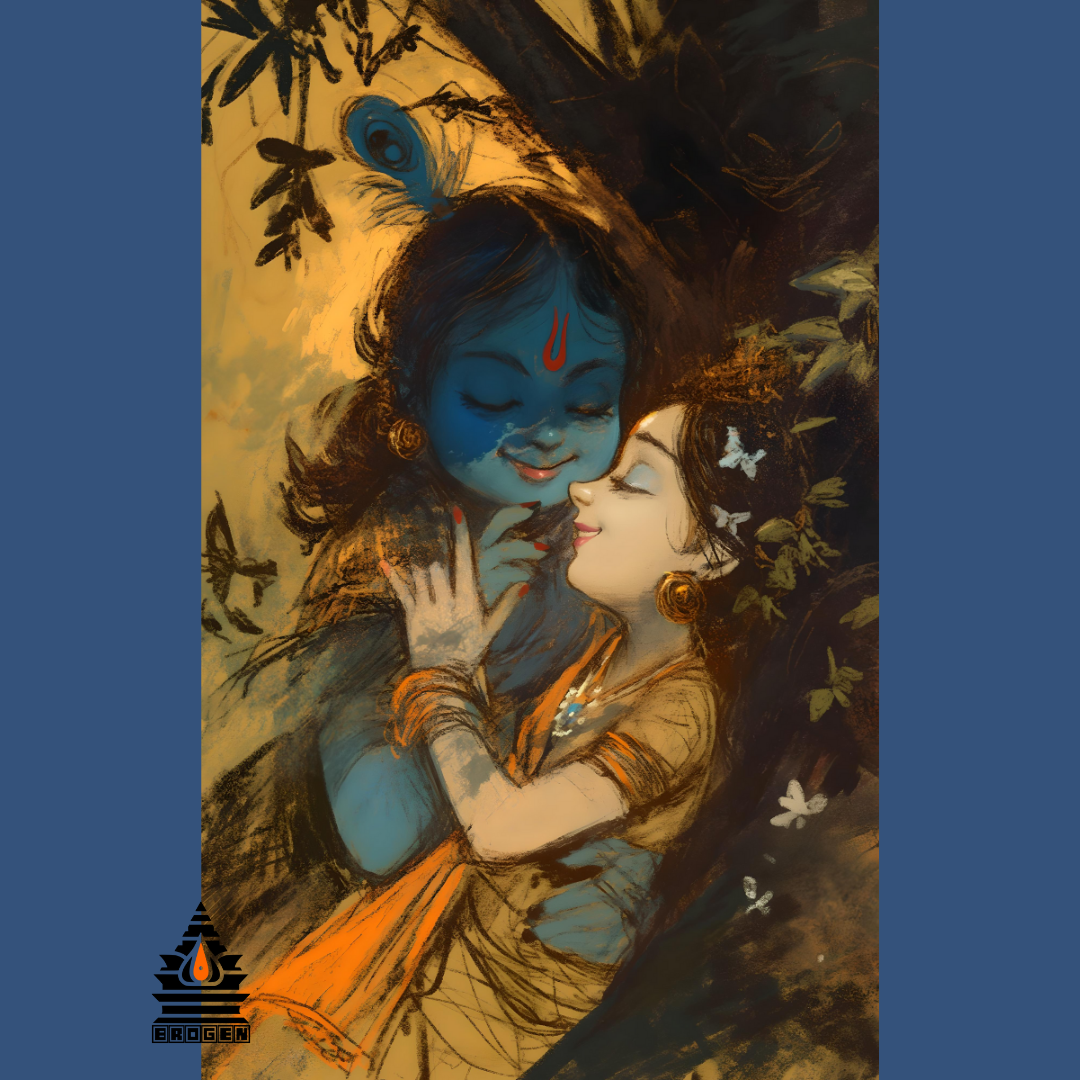 Cute Radha Krishna HD Digital Art | High-Resolution PNG | Baby Radha Krishna Artwork Download