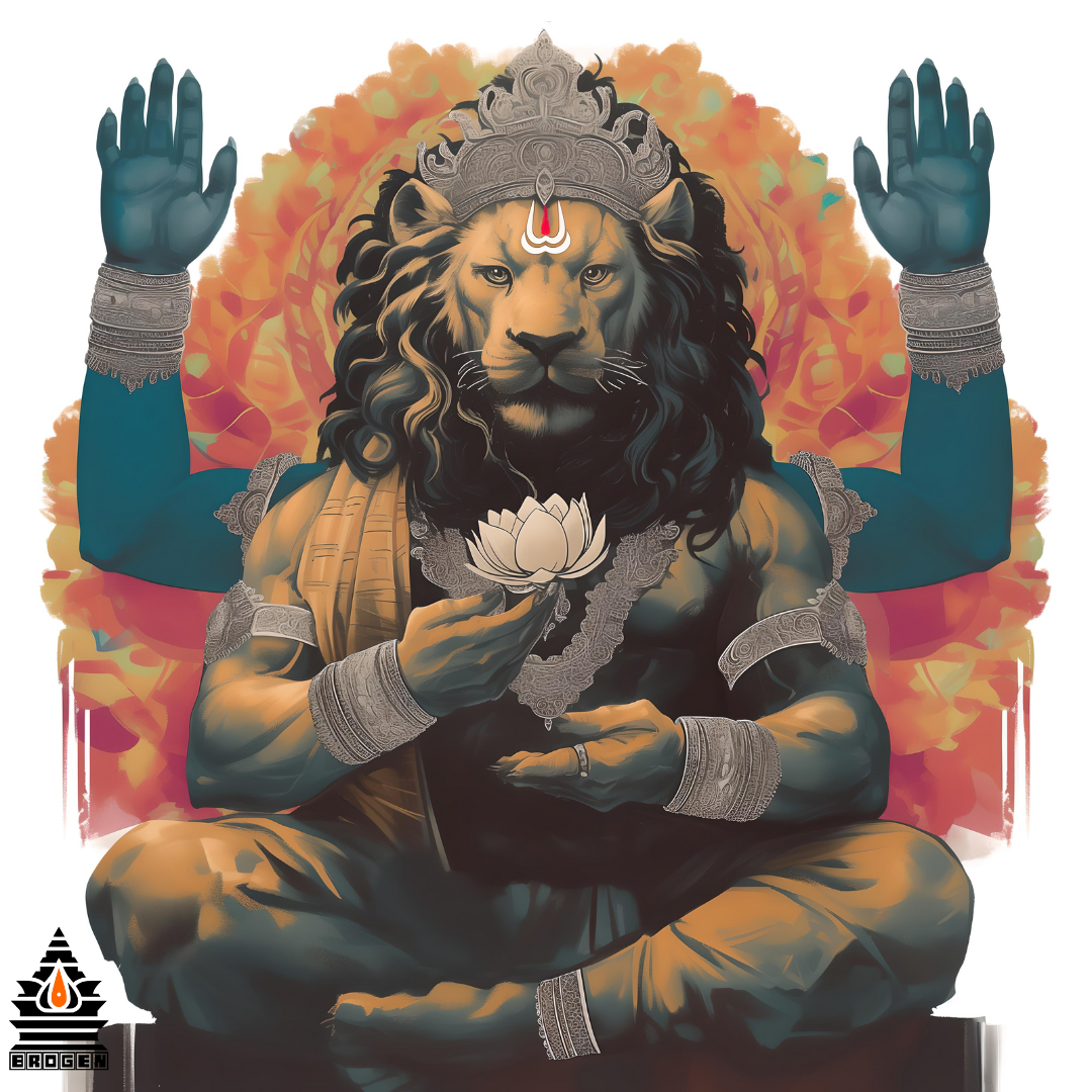 Narasimha Swamy with Abaya Hastha | High-Resolution PNG | Lakshmi Narasimha HD Artwork Download