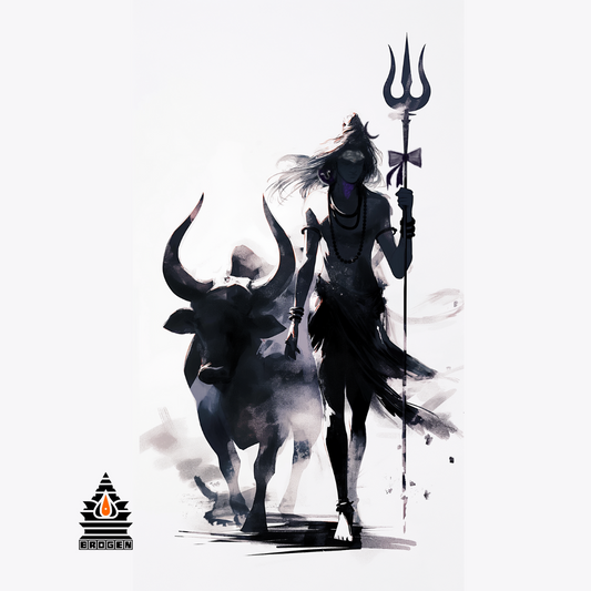Lord Shiva Walking with Nandi | High-Resolution PNG | Spiritual Hindu Artwork Download