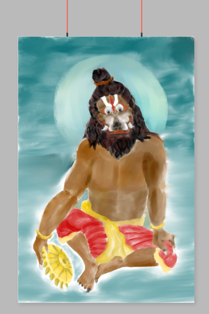 Kevala Narasimha swamy Poster – Fierce Form of Lord Vishnu Wall Art | Hindu God & Vastu Poster for Pooja Room and Home Decor