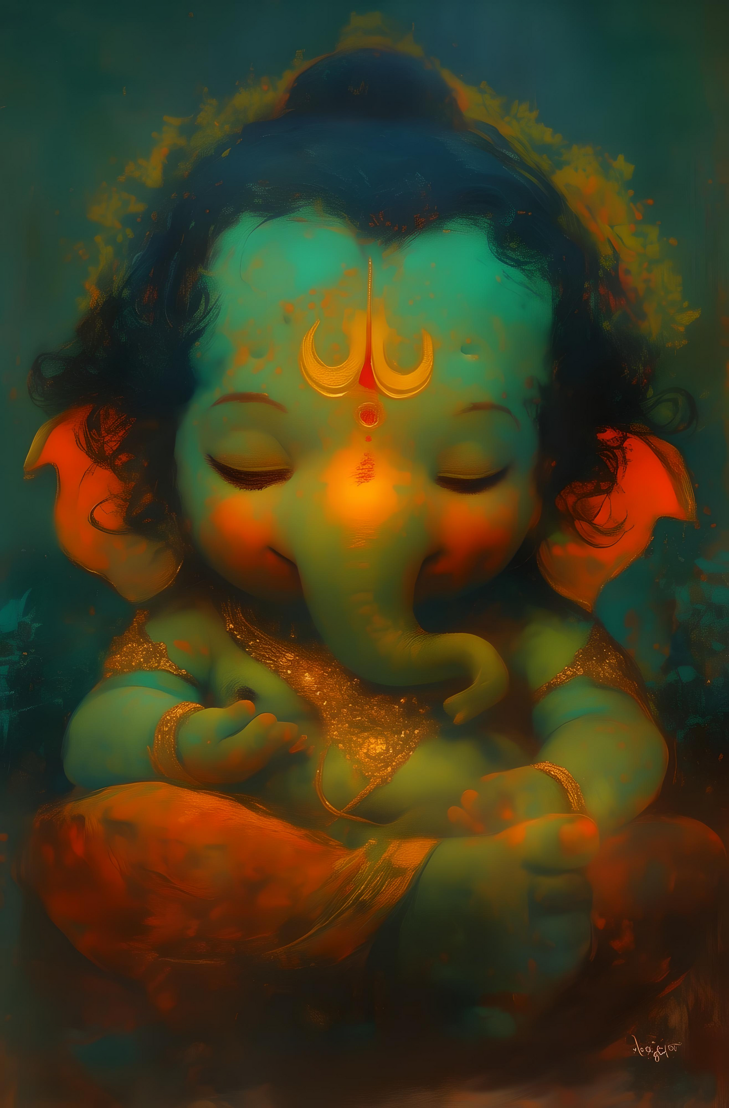 Divine Bal Ganesh Digital Art – High-Resolution Downloadable File