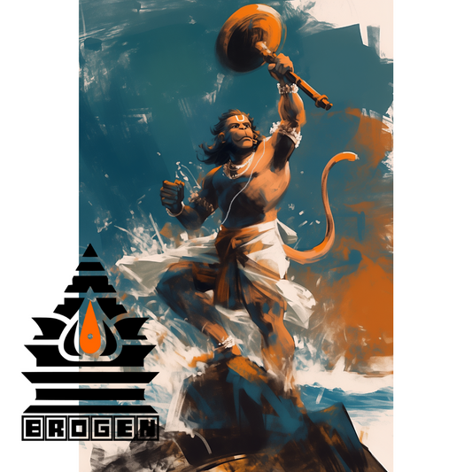 Sri Veera Vijaya Abhaya Hanuman - Powerful Digital Art of Hanuman Blessing with Protection | High-Resolution 7400x11199, 300 DPI