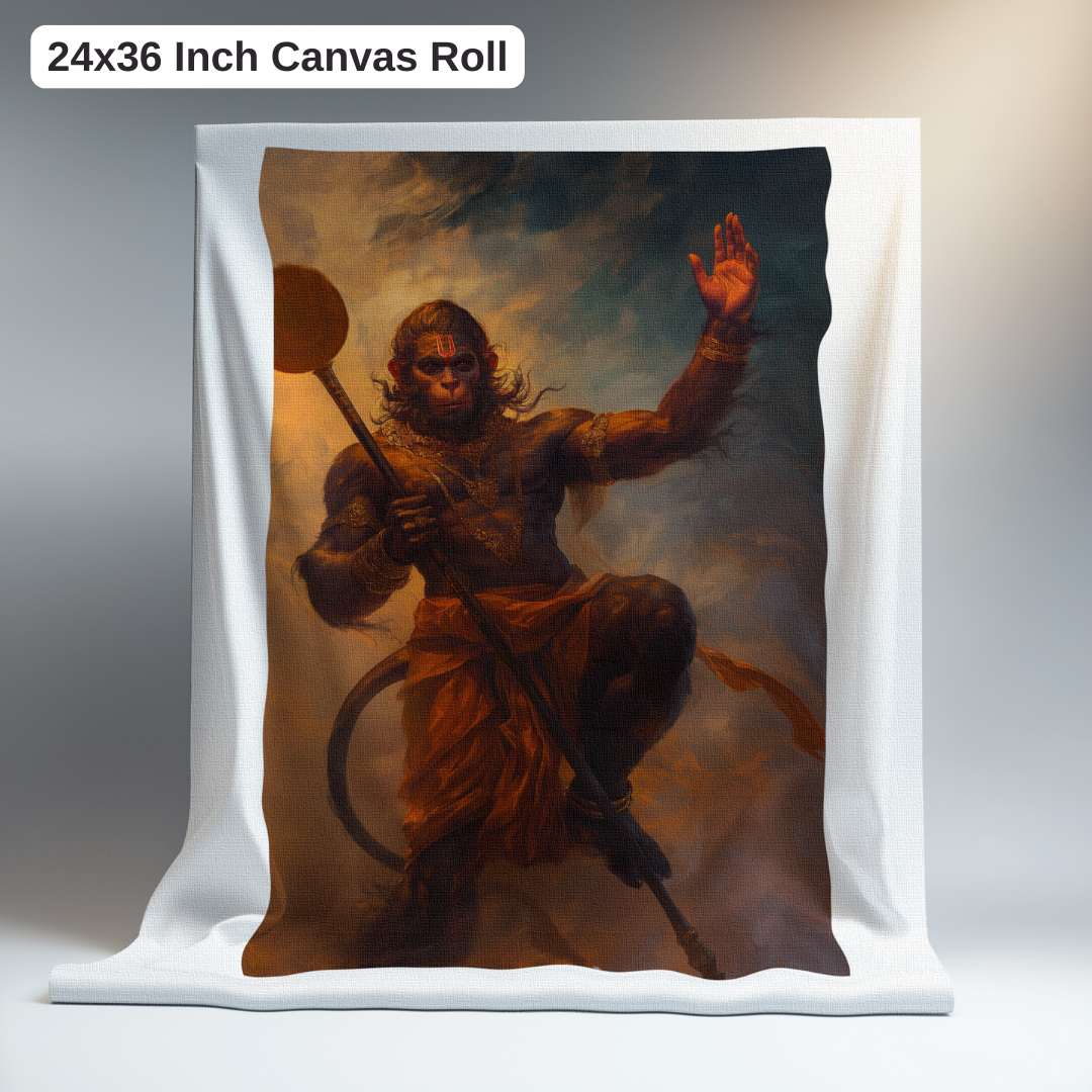 Lord Hanuman Digital Art Canvas Print Roll – 24x36 Inch