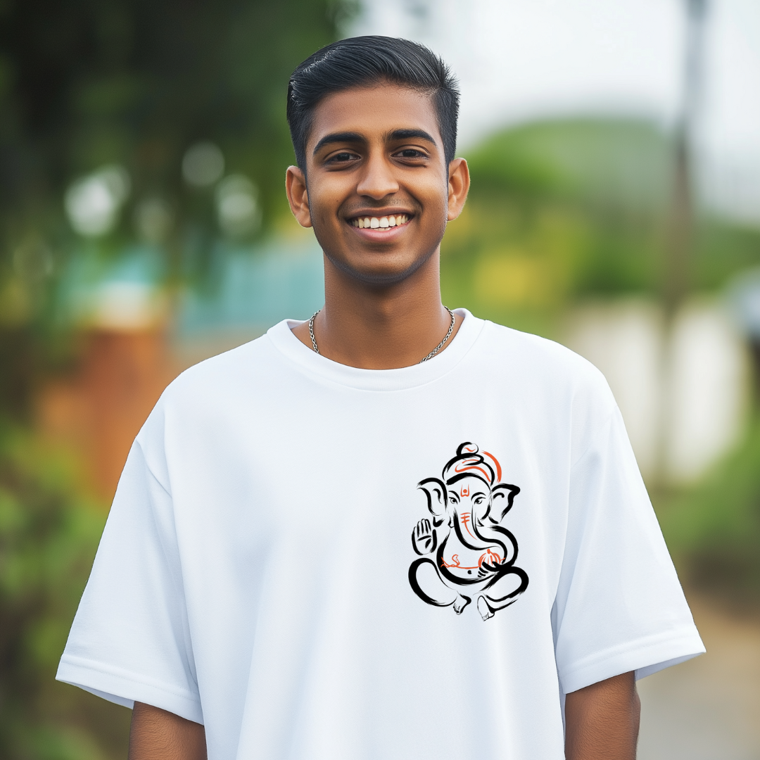 Ganesha Oversized T-Shirt – Ganpati T-Shirt Pattern | 100% Cotton Spiritual Wear for Men & Women