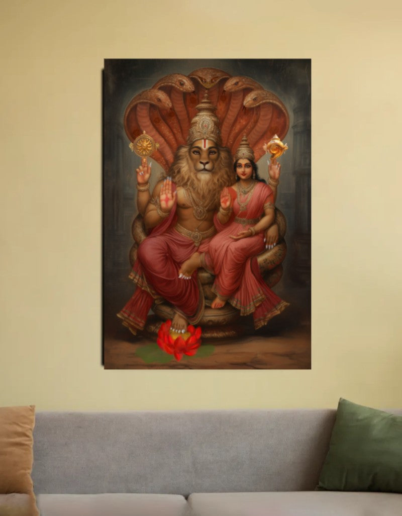 Lakshmi Narasimha Swamy Canvas Wall Art – Vastu-Compliant Divine Prote ...