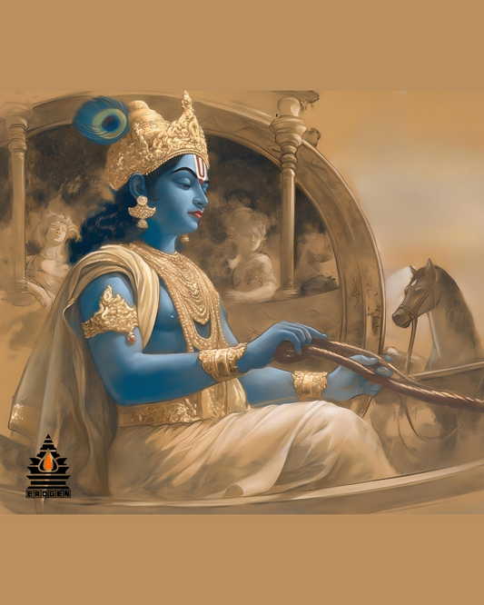 High-Resolution PNG Digital Art of Sri Krishna in the Chariot – Instant Download