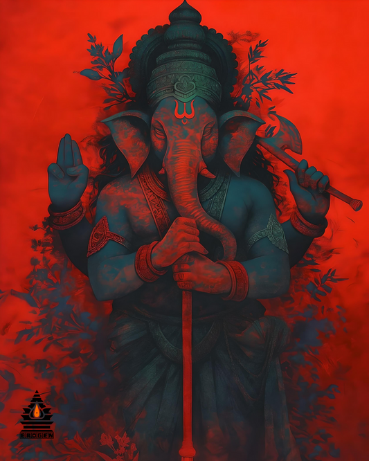 High-Resolution Digital Download of Ugra Ganesha – Fierce Form of Lord Ganesha (2942x4000 pixels, 96 DPI Soft Copy)
