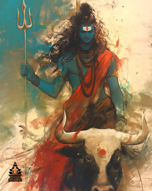 Divine Shiva on Nandi – Digital Art Download (2942x4000 px, 96 DPI)