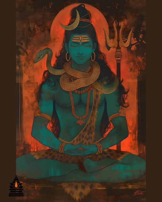 High-Resolution Digital Art of Powerful Meditating Shiva – Downloadable PNG
