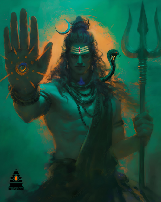 Lord Shiva Blessing Digital Art | High-Resolution PNG | Spiritual Hindu Artwork Download